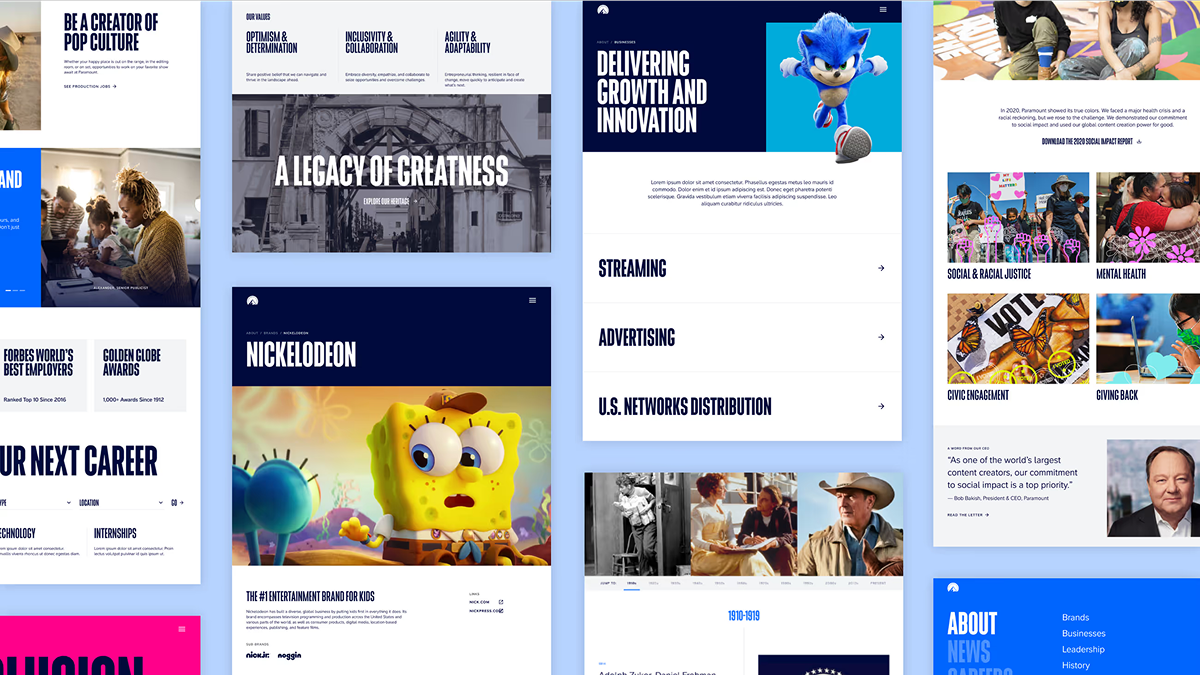 Paramount redesign — screens overview